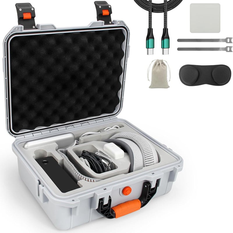 AMAZEAR Hard Case for Apple Vision Pro,Perfect for Storing Vision Pro and Battery at Home or While Traveling, Large Capacity Apple VR Waterproof Hard Case, Premium Apple Vision Pro Accessories - Image 1